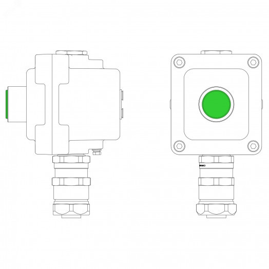 Взрывонепроницаемый пост управления из алюминия LCSD-01-B-MB-L1G(220)x1-PBMB-ANP15BMB