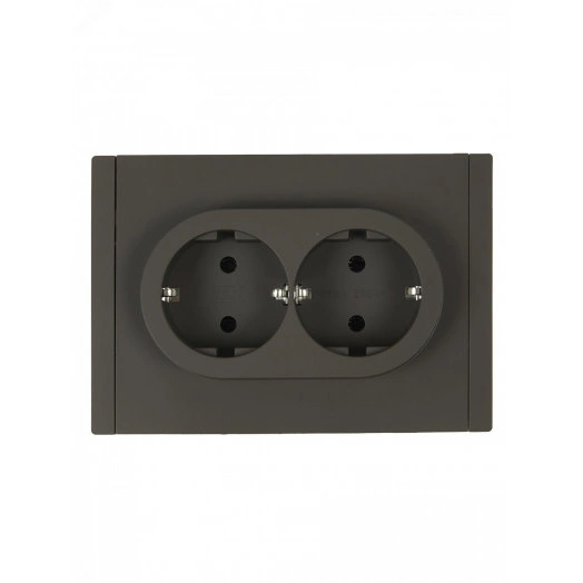 FORTE&PIANO Розетка 2-местная с заземлением без защитных шторок безвинтовое крепление 16А FP324 серый IEK