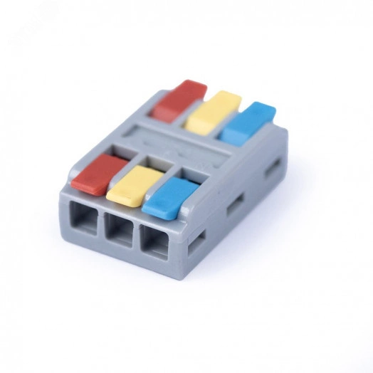 Клемма соединительная универсальная проходная 3 полюса с рычагом 0.08-4.0 (1шт)