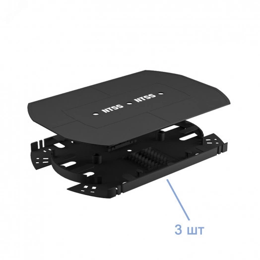 Кросс оптический 19'' частично укомплектованный 1U, 24 порта LC quadro (сплошная панель, сплайс-кассета-3шт) серый RAL 7035