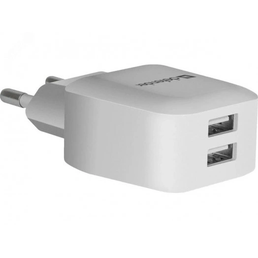 Зарядное устройство сетевое EPA-13 белый, 2xUSB, 5V/2.1А