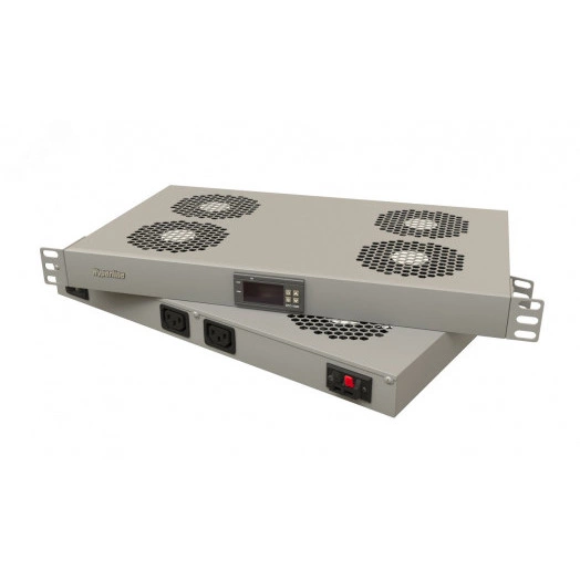 Модуль вентиляторный 19'' 1U глубиной 290мм с тер мостатом и 4-я вентиляторами. номинальная мощность 70.40 Вт датчик температуры с кабелем. кабель питания C13-Schuko 1.8м. цвет серый (RAL 7035)