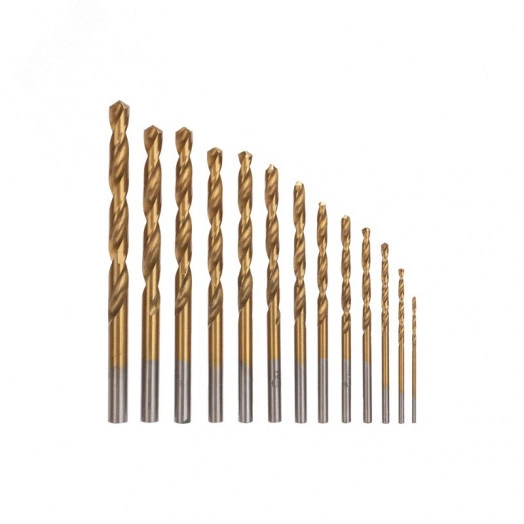 Набор сверл по металлу, 1,5-6,5 мм (через 0,5 мм, 3,2 мм, 4,8 мм), НSS, ТИТАН, цилиндрический хвостовик, металлический кейс, 13 шт.