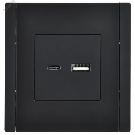 FORTE&PIANO Розетка USB A+C 3,1А FP150 черный IEK