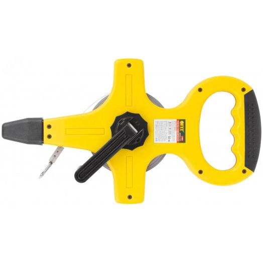 Рулетка геодезическая, стальная лента, желтый открытый пластиковый корпус, прорезиненная ручка 30 м