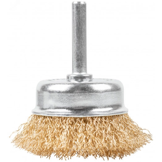 Щетка для дрели, тип ''Чашка'', латунированная витая проволока 0,3 мм, 50 мм, Profi