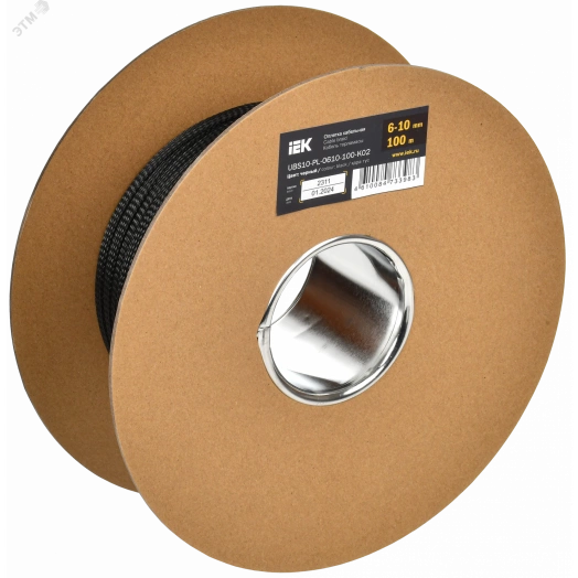 Оплетка кабельная 6-10мм полиэстер 100м черная IEK