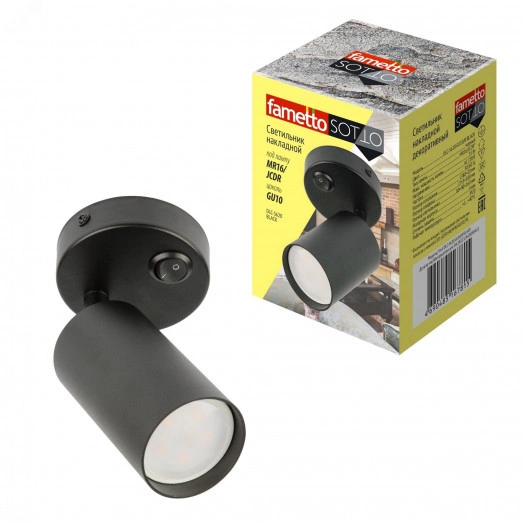 Светильник DLC-S620 GU10/B BLACK декоративный накладной серия Sotto Без лампы цоколь GU10 Выкл на корпусе Металл Черный TM Fametto