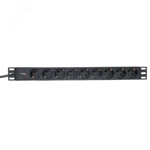 Блок розеток PDU TERACOM PRO 19' 1U 16А/250В 9 роз. Schuko шнур 2 м 3x1.5 мм2 вилка Schuko корпус пластик черный