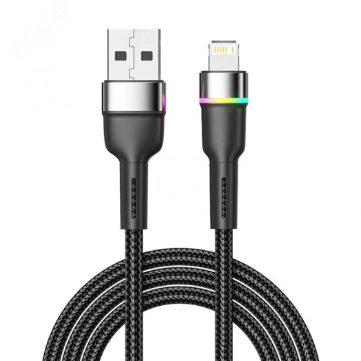 Кабель USB-A - Lightning для Apple, 2,4А, 1м, в черный