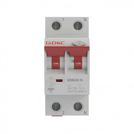 Выключатель автоматический дифференциального тока двухполюсный MDR63N, 63A, 100мА, тип A, C, 6кА, электронный, серии YON MAX