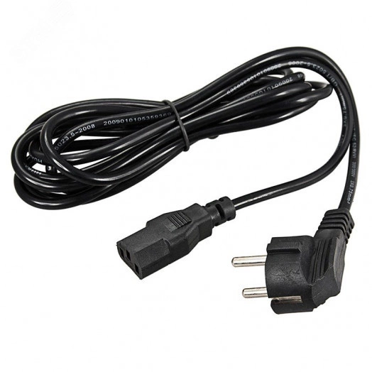 Шнур сетевой, евровилка угловая - евроразъем С13, кабель 3x0,75 кв мм, 3 м,