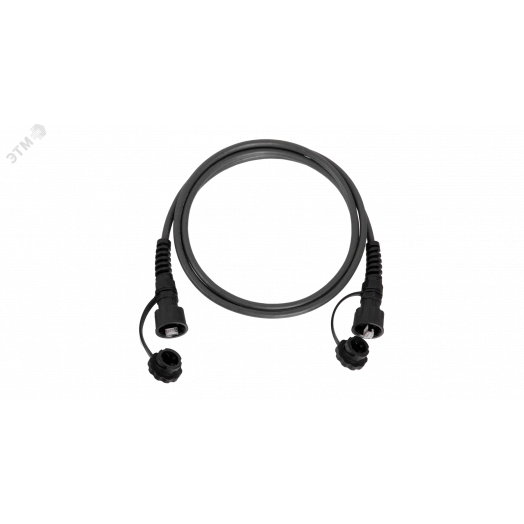 Патч-корд промышленный F/UTP 4 пары, Кат.6 2хRJ45/8P8C, T568B, 26AWG (7х0,160мм), IP67 с защитной крышкой, PUR, черный, 2м