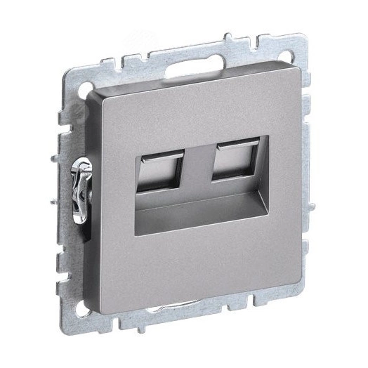 BRITE Розетка компьютерная двойная RJ45 кат.6 РК11-2-БрС сталь IEK