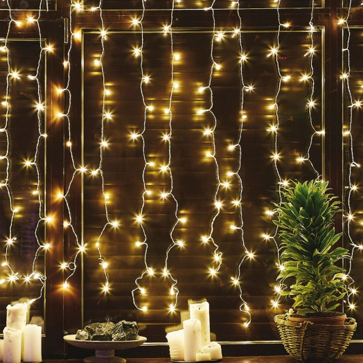 Занавес светодиодный 3х2м 160 светодиодов Теплый белый свет Провод прозрачный ULD-C3020-160/DTA WARM WHITE IP20  TM Uniel