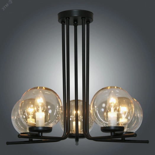 Светильник Лоу 151 черн.муар(Плафон 7590) НПБ 01-5х40-162 Е14  потолочный