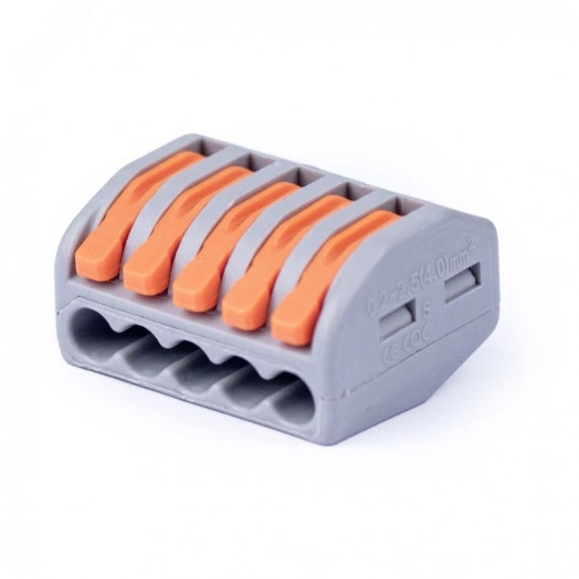 Клемма соединительная универсальная 5-ти проводная с рычагом 0.08-2.5/4.0 (10шт) (WAG