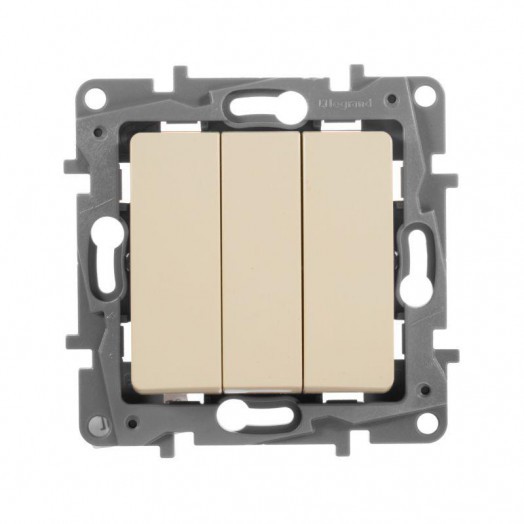 Механизм выключателя 3-кл. СП Etika Plus 10А IP20 250В 10AX винт. зажимы сл. кость Leg 672313