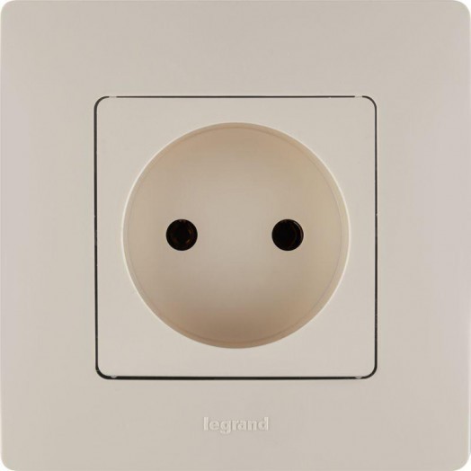 Механизм розетки 1-м СП Etika 16А IP20 250В 2P без заземл. немецк. стандарт винт. клеммы сл. кость Leg 672320