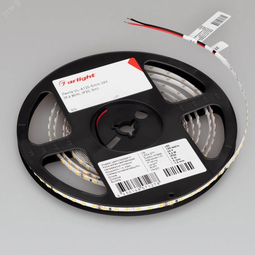 Лента UL-A120-5mm 24V Warm3000 (9.6 W/m, IP20, 5m) (Arlight, 7 лет)