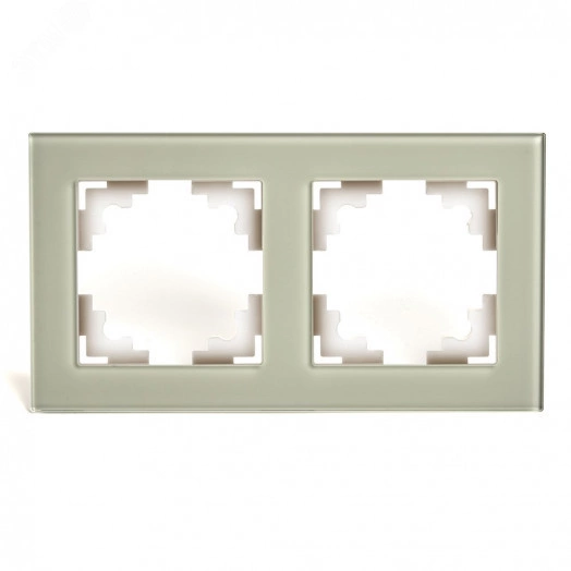 Рамка двухместная горизонтальная, стекло, Катрин, дымчатый Stekker