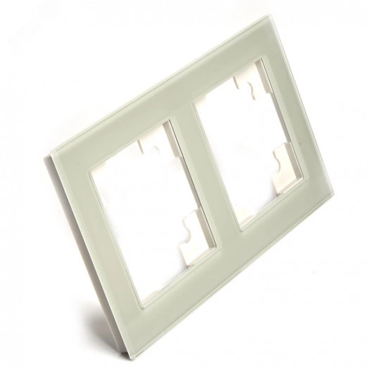 Рамка двухместная горизонтальная, стекло, Катрин, дымчатый Stekker