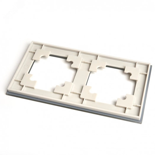 Рамка двухместная горизонтальная, стекло, Катрин, дымчатый Stekker