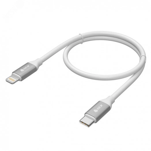 Кабель USB Type C на Lightning, 0.5 м., белый силикон, быстрая зарядка