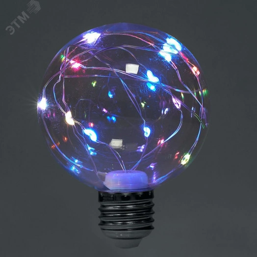 Лампа светодиодная LED 3вт Е27 прозрачный RGB шар G80