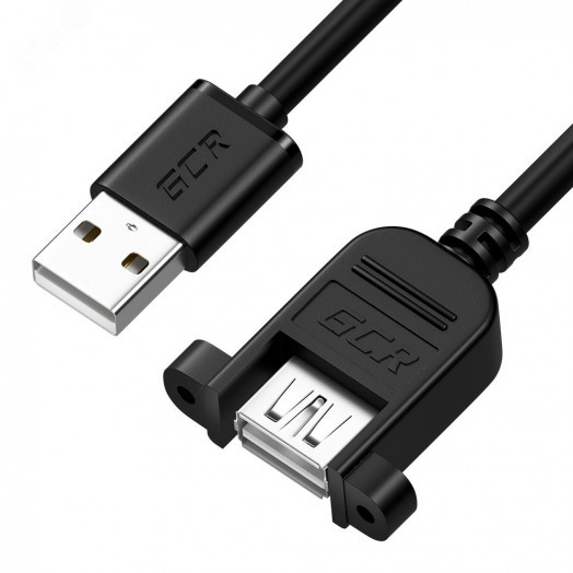 Удлинитель USB 2.0 AM на AF, 1.5 м., крепление подвинт, черный