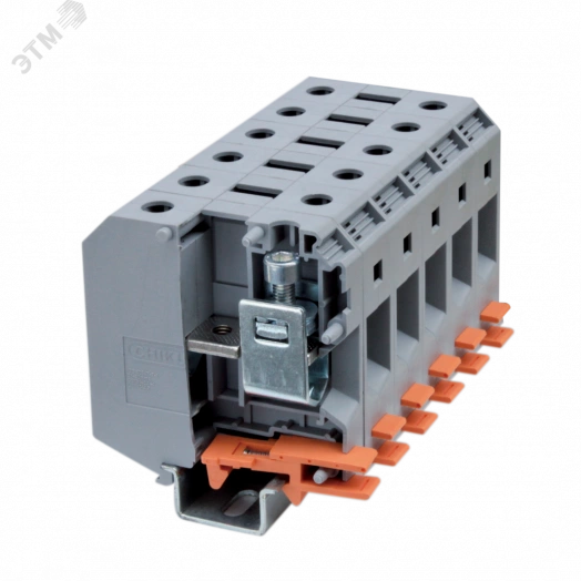 Клемма проходная, винтовой зажим, 2 точки подключения, 150 кв.мм, синяя