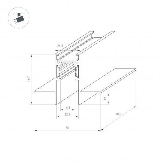 Трек встраиваемый MAG-ORIENT-TRACK-2653-FDW-2000 (BK, FLAT)