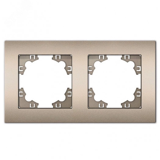 Рамка двухместная горизонтальная Афина шампань (еврослот)