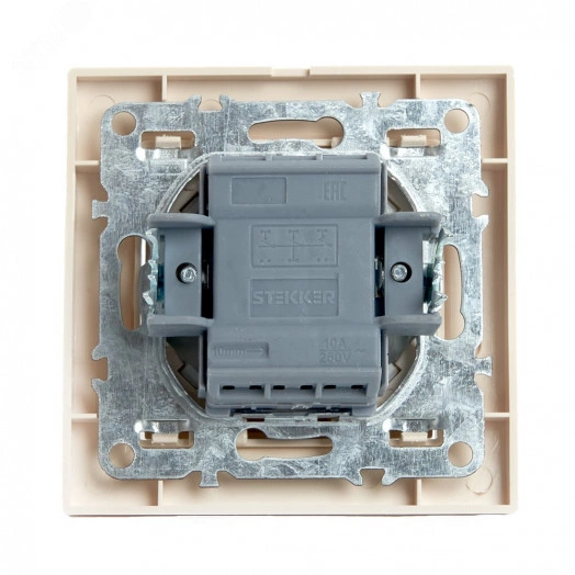 Переключатель одноклавишный перекрестный, 250В, 10А, серия Эрна, слоновая кость, Stekker