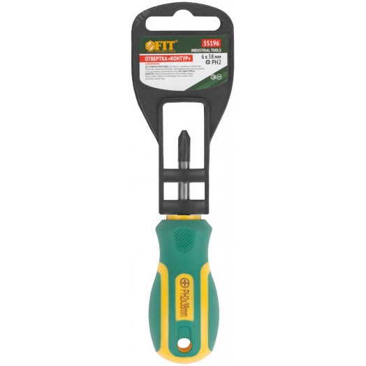 Отвертка ''Контур'', CrV сталь, прорезиненная ручка 6х38 мм РН2