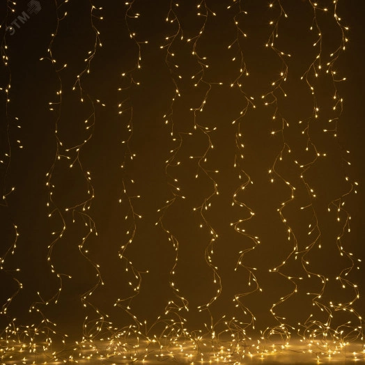 Гирлянда Занавес Роса-мишура, 3*2 м, 800 microLED, теплый свет, ПДУ, IP20 ENIZ-800W