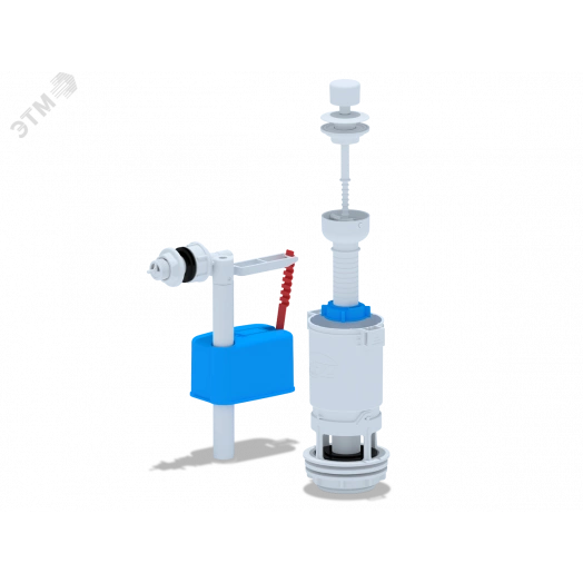 Набор для бачка унитаза с боковой подводкой 1/2'  cпластиковым штуцером и кнопкой шток (эконом)