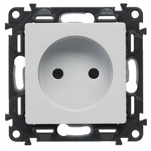 Valena LIFE  Лицевая панель силовой розетки 2К  Алюминий