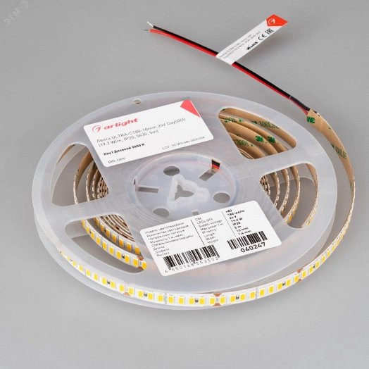 Лента ULTRA-C180-10mm 24V Day5000 (19.2 W/m, IP20, 5630, 5m) (Arlight, высок.эфф.200 лм/Вт)