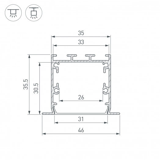 Профиль LINIA49-F-S-2500 WHITE (Arlight, Алюминий)