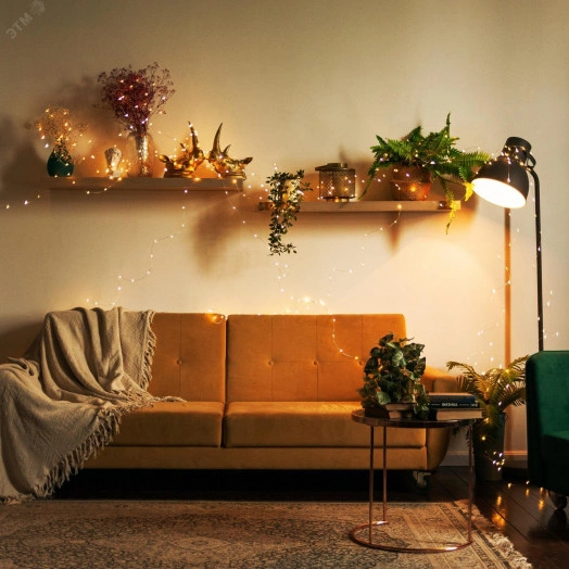 Гирлянда светодиодная Роса 100м 1000 светодиодов Теплый белый свет Пульт ДУ (в/к) Провод прозрачный ULD-S10000-1000/DTA/RC WARM WHITE IP44 DEW ТМ Uniel