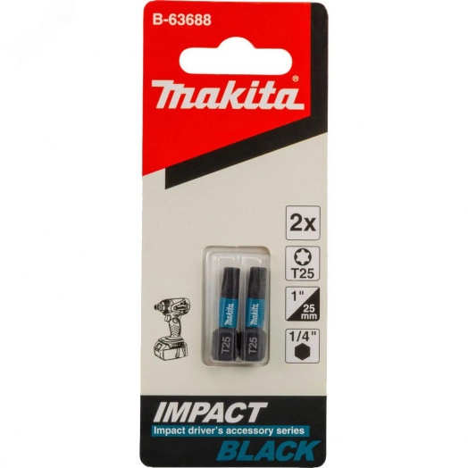 Насадка бита Impact Black T25, 25 мм, C-form, 2 шт.