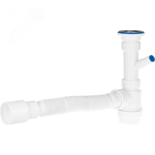 Сифон 2 в 1 для умывальника 1 1/2х40 (выпуск с не жавеющей решеткой) с гофротрубой  40х40/50 с      отводом