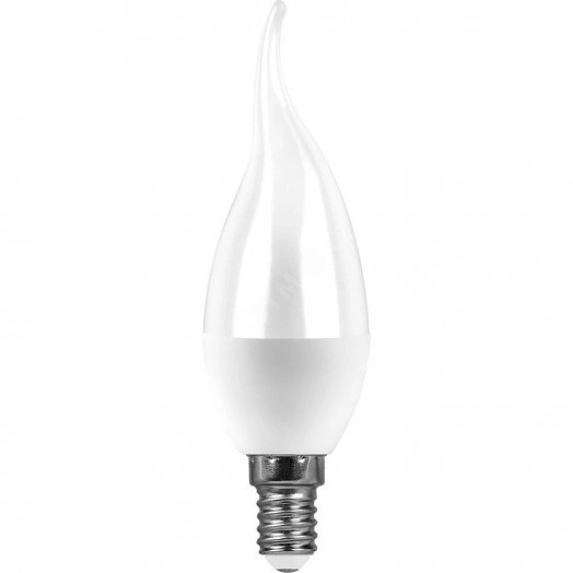 Лампа светодиодная LED 9вт Е14 белый матовая свеча на ветру
