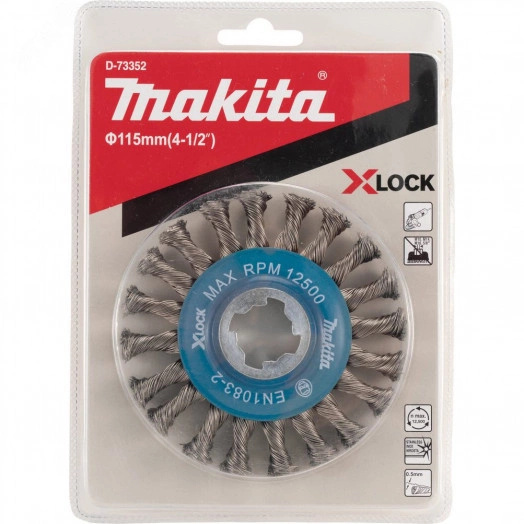 Щетка проволочная дисковая X-lock (d115 мм, толщина проволоки 0,5 мм, толстые пучки, нерж.)
