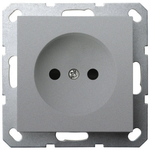 Розетка без заземления с защитными шторками 16A 250V~ 2P, цвет Алюминий