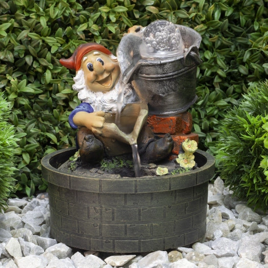 Фонтан настольный Гном Дачник 25 cм (8/32) GANF-01