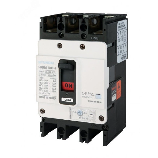 G-MCCB,100AF,H-TYPE,3 POLE,40/45,FRONT CONNECTION,AUX 1C,NO OPTION,AC 50/60HZ,100A,ADJ.TH. / STANDARD