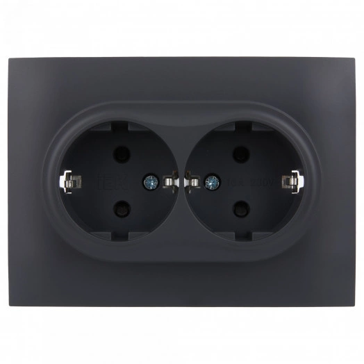 SKANDY Розетка 2-местная с заземлением с защитными шторками 16А в сборе SK-R07T титан IEK