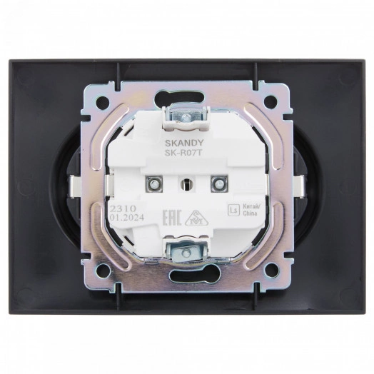 SKANDY Розетка 2-местная с заземлением с защитными шторками 16А в сборе SK-R07T титан IEK